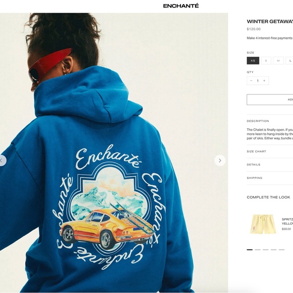 Enchanté Blue Hoodie with Car Graphic - Picture 4 of 4